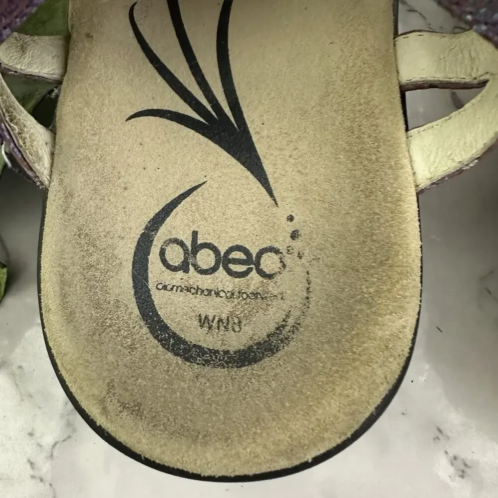 Abeo Womens Comfort Sandals Size 8 Narrow Purple Leather Straps Flat Eileen